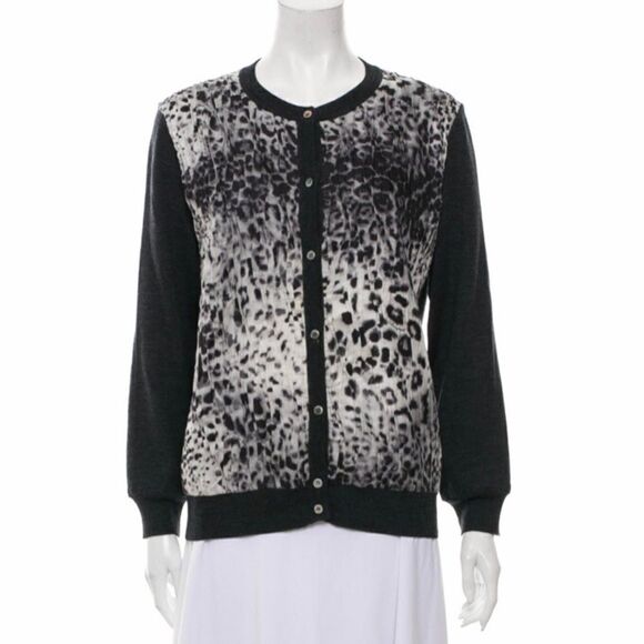 Ferragamo Animal Print Cardigan Sweater Large - Picture 1 of 15